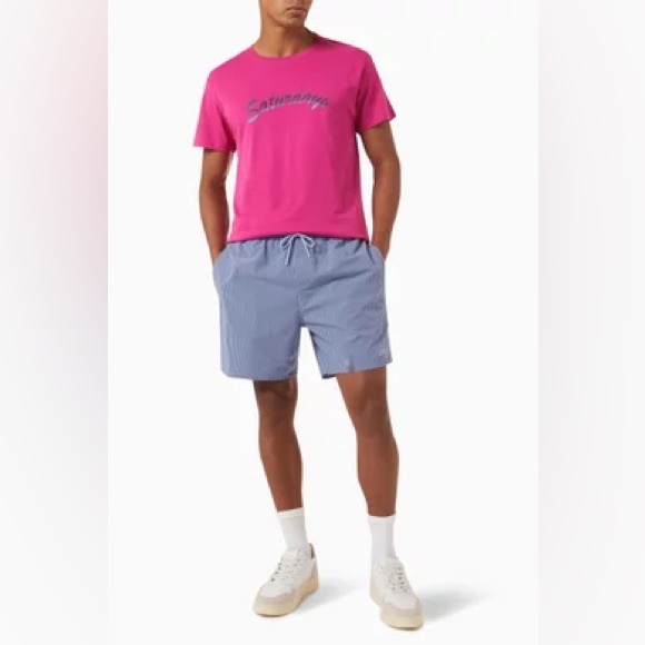 SATURDAYS NYC Graphic Logo Print T-shirt in Cotton Jersey NWT - Picture 2 of 8